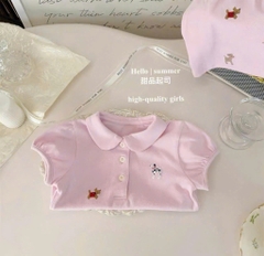 SÉT ÁO POLO CỔ SEN QUẦN VÁY PINK BLING BÉ GÁI NEW SẴN (XẢ 55 k)
