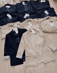 ÁO BLAZER LI-EN ÉP MÙNG PHỐI TAY KẺ 2 LỚP NỮ THU ĐÔNG SẴN