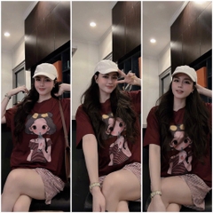 SET ÁO PHÔNG ĐỎ CÔ GÁI QUẦN ĐÙI KẺ NỮ SẴN
