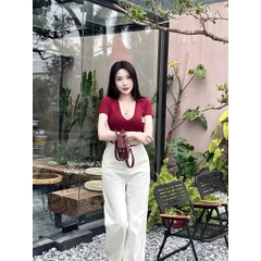 QUẦN BÒ NỮ TRẮNG THÊU CHANEL ĐỎ TÚI SAU SẴN (SALE 97k)