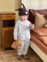 SET 2 BỘ DÀI PIZAMA TONE XANH CÚN KẺ BÉ TRAI