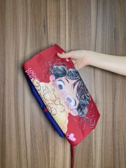 SET BỘ ÁO THUN ĐỎ CÔ GÁI MIX QUẦN CHUN XANH NỮ SẴN