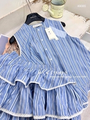 SET KẺ SỌC XANH VIỀN REN NỮ SẴN