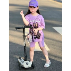 SET BỘ BÉ GÁI CỘC TAY QUẦN NGỐ LABUBU TÍM