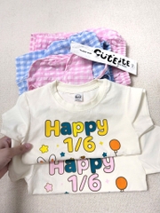 SÉT HAPPY 1/6 CHO BÉ TRAI BÉ GÁI MIX QUẦN CARO KÈM TÚI ĐEO CHÉO 3CT SẴN