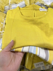 SET ÁO VÀNG QUẦN KẺ KÈM CHUN TÓC NỮ SẴN(SALE 120k)