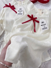 ÁO DÀI BÉ GÁI 1 NƠ TRẮNG ĐỎ