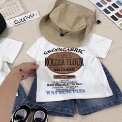 SÉT BỘ ÁO PHÔNG KEM ROLLER FLOUR QUẦN SHORT JEAN CHO BÉ TRAI
