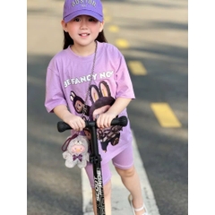 SET BỘ BÉ GÁI CỘC TAY QUẦN NGỐ LABUBU TÍM