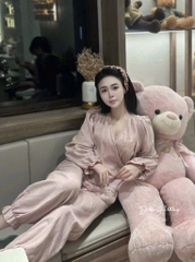 SET BỘ DÀI LEN THỎ HỒNG NỮ THU ĐÔNG SẴN (SALE 135k)