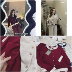 SET BỘ LEN CỪU BÈO CỔ GẤU ÁO MIX QUẦN SUÔNG NỮ SẴN