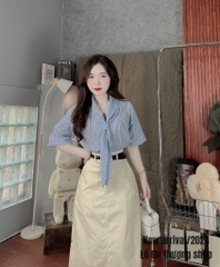 SET SƠ MI XANH KÈM CHÂN VÁY THÔ NỮ (XẢ 119k)