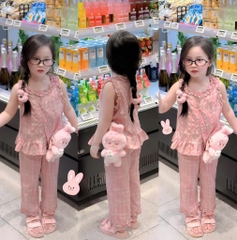 SET KẺ HỒNG VIỀN BÈO BÉ GÁI SẴN(XẢ 60k)