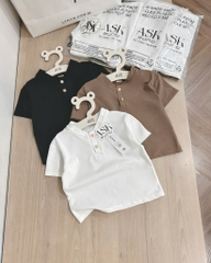 SET 3 ÁO CỔ TRỤ TONE NÂU BÉ TRAI SẴN(XẢ 80)