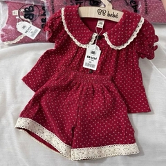BỘ XÔ MUSLIN HOA NHÍ ĐỎ BÉ GÁI SẴN