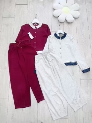 SET BỘ LEN CỪU BÈO CỔ GẤU ÁO MIX QUẦN SUÔNG NỮ SẴN