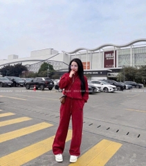 SET NỈ 2 DA ĐỎ CỔ KÉO KHOÁ NỮ THU ĐÔNG