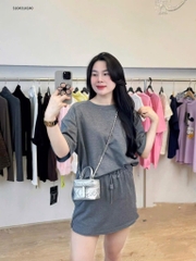 SET BỘ ÁO PHÔNG 2 MÀU TÍM VÀ XÁM KÈM CV NỮ