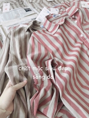 ÁO SƠ MI KẺ SỌC TÚI TRƯỚC NỮ