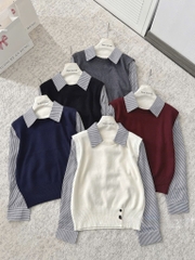 ÁO LEN PHỐI SƠ MI 5 MÀU NỮ THU ĐÔNG