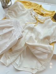SET BỘ ÁO TƠ LI PHỐI CỔ REN HAI LỚP MIX QUẦN  BAGGY LI NỮ