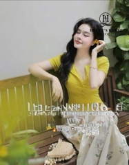 SET ÁO VÀNG CHÂN VÁY DÀI HOA NỮ