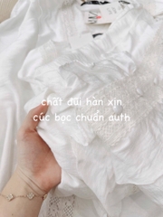ÁO BÈO PHỐI REN CÚC BỌC LI TAY NỮ SẴN(SALE 79k)