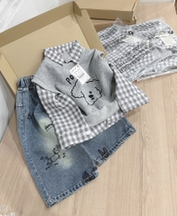SET DÀI ÁO KẺ MIX GHILE XÁM QUẦN BÒ BÉ TRAI