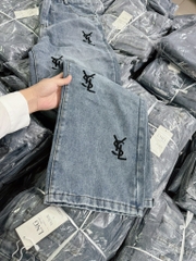 JEAN ỐNG SUÔNG THÊU YSL XANH(sale 85k)