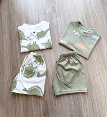SÉT 2 BỘ COTTON CỘC KHỦNG LONG - GẤU TONE XANH BÉ TRAI( 70k)