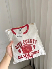 SÉT ÁO COTTON CITY COUNTY ĐỎ PHỐI QUẦN JEAN RÁCH BÉ TRAI