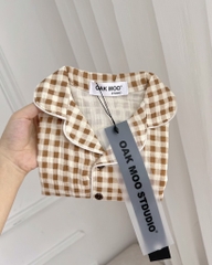 SET BỘ PIIJAMA VẢI HÀN CARO GẤU BÉ TRAI SẴN