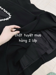 VÁY CỔ V KHÂU ĐÁ CỔ XOÈ NHẸ NỮ SẴN