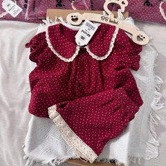 BỘ XÔ MUSLIN HOA NHÍ ĐỎ BÉ GÁI SẴN