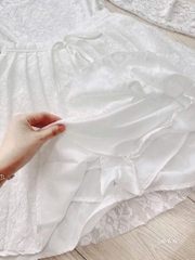 SET BỘ REN ĐỆM VAI TAY BỒNG CV DẬP LI NƠ EO NỮ THU ĐÔNG SẴN