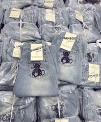 QUẦN JEAN NỮ SUÔNG IN GẤU L.V SẴN (SALE 90k)