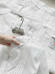 ÁO SƠ MI DẬP LI TAY NƠ BUỘC NỮ SẴN