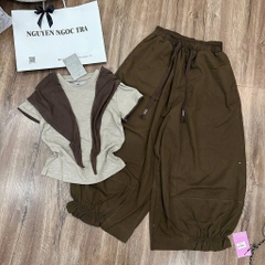 SET ÁO ZIP QUẦN KAKI NÂU KÈM KHĂN NỮ THU ĐÔNG