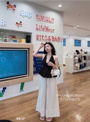 SET YẾM CỔ CHẤM BI THAN BỒNG KÈM QUẦN SUÔNG NỮ SẴN