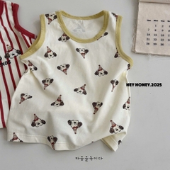 SÉT 3 BỘ COTTON BA LỖ COVER HEYHONEY CÚN BEST FRIEND TONE KẺ ĐỎ CHO BÉ NEW BÉ TRAI