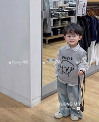 SET DÀI ÁO KẺ MIX GHILE XÁM QUẦN BÒ BÉ TRAI