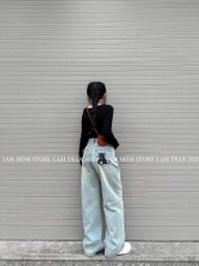 QUẦN JEAN NỮ SUÔNG IN GẤU L.V SẴN (SALE 90k)