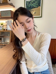 PHỤ KIỆN - ĐỒNG HỒ MẶT VUÔNG TONE NÂU ĐẬM