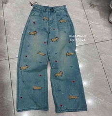 SET ÁO PHÔNG VÀNG QUẦN BÒ HOẠ TIẾT CHÓ NỮ SẴN (SALE 185k)