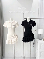 VÁY ÔM BODY CỔ BỂ POLO PHỐI ĐUÔI VÂY XOÈ TẦNG NỮ SẴN