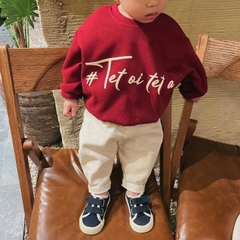 ÁO NỈ HAI DA DÀI TAY IN CHỮ TẾT SIZE NHỠ CHO BÉ VÀ BỐ MẸ THU ĐÔNG