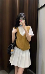 SET ÁO PHÔNG + GILE LEN NỮ ZARAAA THU ĐÔNG SẴN(XẢ 99k)