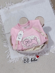 SET DÀI NỈ HAI DA CÚN HỒNG CHẤM BI BÉ GÁI