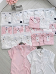 ÁO SƠ MI GU TÚI TRƯỚC HỒNG TRẮNG NỮ SẴN (SALE 80k)