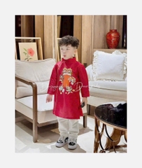 ÁO DÀI HOẠ TIẾT KỲ LÂN BÉ TRAI SẴN- ( SALE 50K)